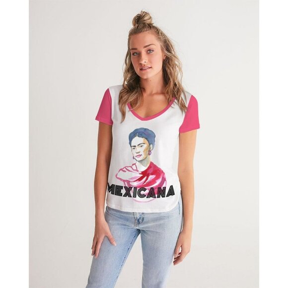 Frida Portrait Women's V-Neck Tee - Picture 1 of 6